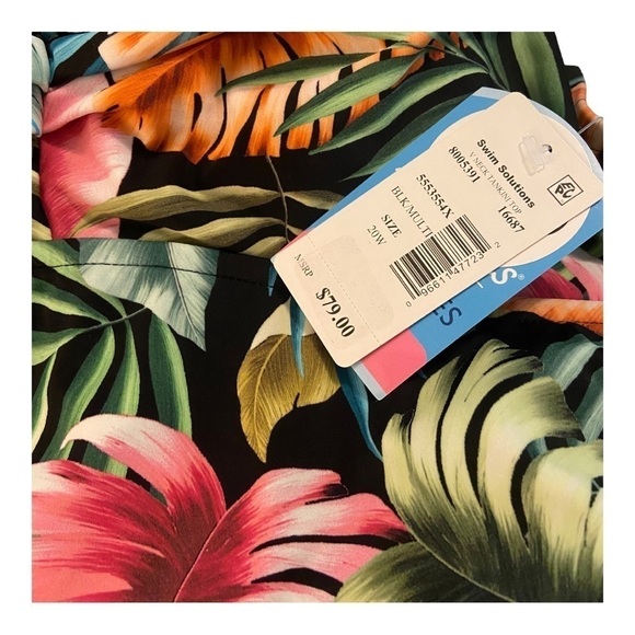 Swim Solutions V Neck Pleated Tankini Top NWT - Picture 4 of 5